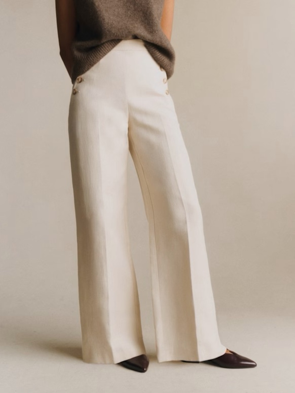 Sézane Marino Trousers in Ecru Size 44/US 12